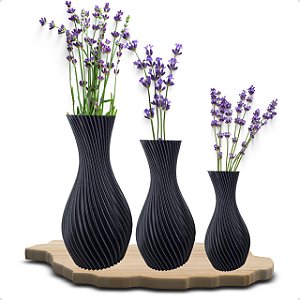 Kit Vasos Decorativo Sala Cozinha Banheiro Preto