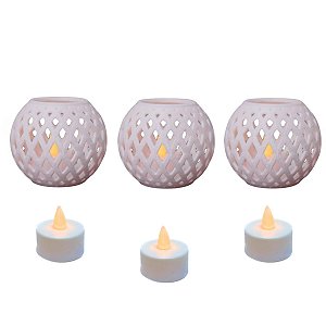 Kit Velas Decorativas Branco Losango