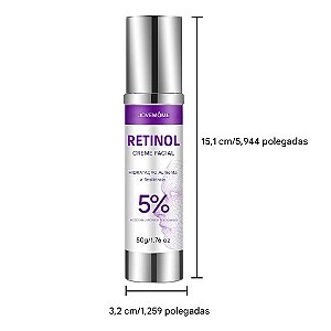 Estética - Hidratante Retinol  rico em colágeno e ácido hialurônico com vitaminas C e E, hipoalergênico