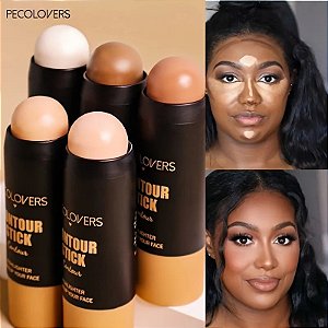 Maquiagem - Bastão Multifuncional 4 em 1 –  Contorno, Blush, Bronzer e Iluminador