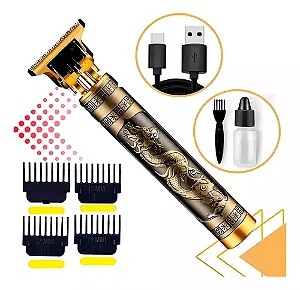 Maquininha Barbear Cabelo Fazer Pezinho Depilar Recarregável Cor Dourado 110V/220V