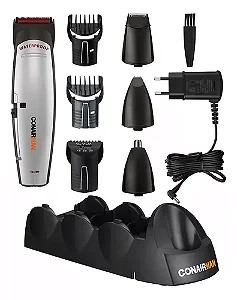 Kit 8 Em 1 Aparador De Pelos Barba E Bigode Cor Prateado 110v/220v