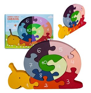 Quebra Cabeça Caracol Brinquedo Educacional 2e 3anos Madeira