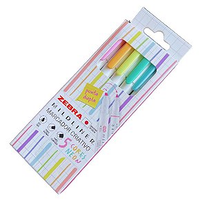 Marca Texto Ponta Dupla Zebra Mildliner 5cores Neon