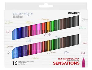 Caneta Clic Esferográfica Sensation Gel 16 Cores Newpen