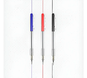 Kit 3 Canetas Esferográficas Clic 1.00 Mm- Newpen Branco Az/pt/vm