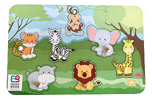 Quebra Cabeça Educacional Infantil Encaixe Animais Safari