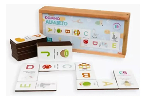 Dominó Alfabeto - Jogo De Madeira Educativo