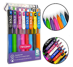 Caneta Esferográfica Be Bold Max Gel Newpen 0.5mm C/ 8 Cores Multicolor Estojo