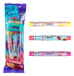 Marca Texto Newpen Be Bold Fruit Edition Picolé - 3 Canetas Azul-claro
