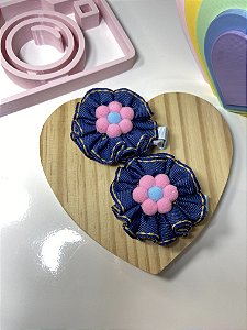 Parzinho flor jeans