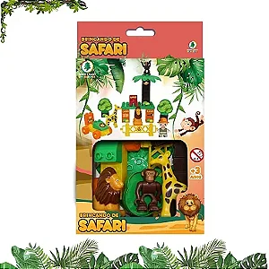 Bloco De Montar Safari Brincando Presente Infantil 25 Peças