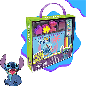 Colorir Caderno Fun Box Stitch 2024 Editorial Maleta Com Carimbos, Giz Colorido, Pulseira Esponja E Caderno Com Desenhos