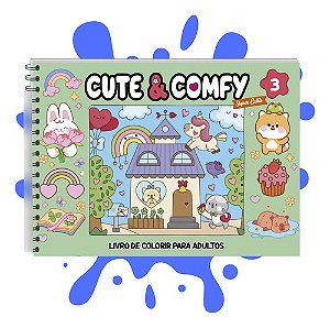 Cute & Comfy Livro De Colorir Cute & Comfy Super Extra Volume 3 - Capa Dura Holográfica Gliter, Com Folha De Acetato, Fo