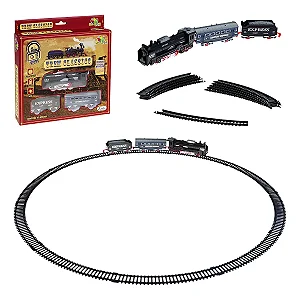 Trenzinho Locomotiva À Pilha Vagões E Trilho Trem Expresso Presente
