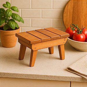 Banquinho Rústico Banco Gourmet Infantil Mesa Madeira 30cm Madeira Na Cera Natura