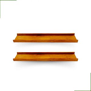 Prateleira Para Quadros Madeira Maciça Espositor Kit 2 60cm Marrom
