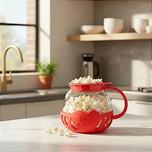 Pipoqueira Vidro Micro-ondas Sem Óleo Fitness Pipoca 2,8L