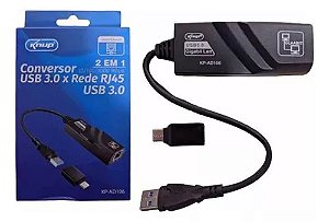 CONVERSOR ADAPTADOR USB PARA RJ45 CONEXAO DE CABO DE REDE 10/100/1000 KP-AD106 KNUP