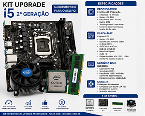 KIT UPGRADE I5 2 GERAÇAO MB B75 8GB DE RAM