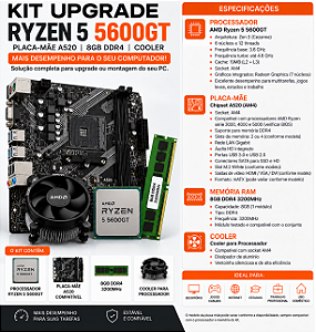 KIT UPGRADE RYZEN 5 5600GT A520 REVENGER 8GB DE RAM