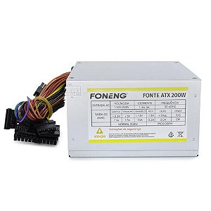 FONTE DE ALIMENTACAO ATX 200W BIVOLT SEM CAIXA E CABO HDW-003 FONENG