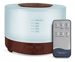 DIFUSOR DE AROMAS E UMIDIFICADOR 300ML AMBIENTE ILUMINACAO DECORATIVA CONTROLE REMOTO UM608 KNUP