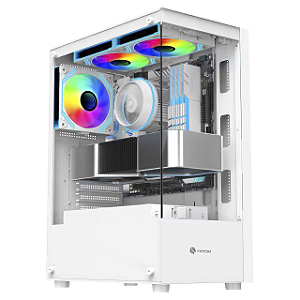 GABINETE GAMER BRANCO 3 FANS INCLUSO VIDRO TEMPERADO GB1793 HAYOM
