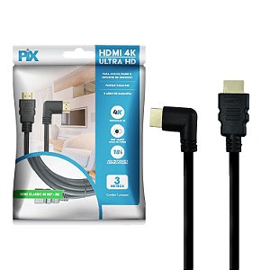 CABO HDMI 3 METROS 2.0 4K HDR 19P PLUG 90 GRAUS PIX