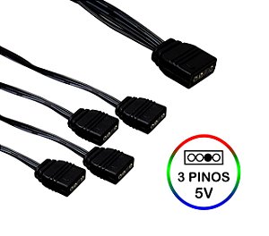 CABO EXTENSOR ADPATADOR DIVISOR 1 PARA 4 SAIDAS ARGB 5V 30CM 3 PINOS CM-54
