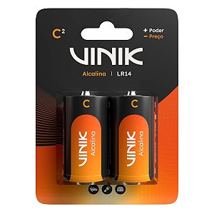 CARTELA COM 2 UNIDADES PILHA ALCALINA C LR14 VPCB2 VINIK