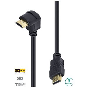 CABO HDMI 3 METROS 2.0 4K 1 CONECTOR 90 GRAUS H2090-3 VINIK