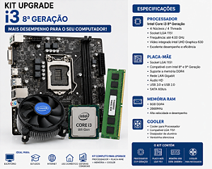 KIT UPGRADE I3 8 GERAÇAO MB H310 8GB DE RAM