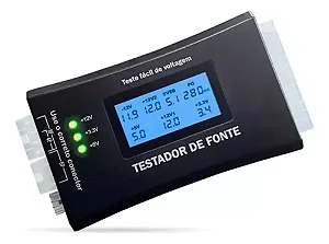 TESTADOR DE FONTE DIGITAL LCD ALIMENTACAO ATX 20/24 PINOS SATA