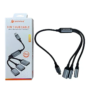 CABO USB-C PARA 3 USB-A 35CM PEI-CT26 PEINING