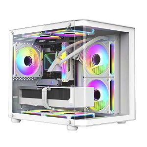 GABINETE GAMER AQUARIO BRANCO COM 4 FANS INCLUSO GB1799 HAYOM