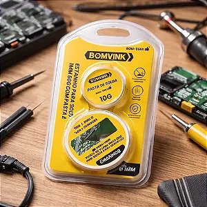 ESTANHO PARA SOLDA 1MM 60G COM PASTA DE SOLDA 10G BOM-5585 BOMVINK