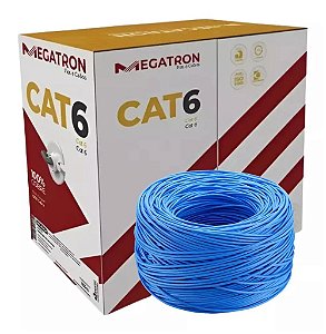 CAIXA DE DE CABO DE REDE CAT6 305M 100% COBRE U/UTP 4X23 AMG AZUL MEGATRON