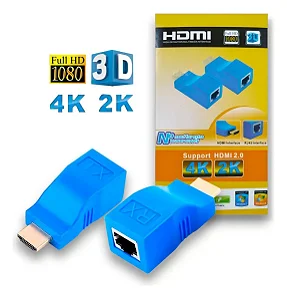 EXTENSOR HDMI 3D 30 METROS VIA 1 CABO DE REDE RJ45 CAT5E/6