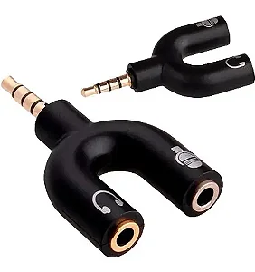 ADAPTADOR TIPO Y DUAS ENTRADAS P2 PARA FONE DE OUVIDO E MICROFONE E UMA SAIDA P3 DE 3,5MM KP-HM005 KNUP