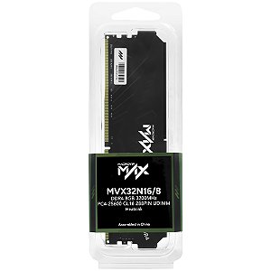 MEMORIA DDR4 8GB 3200MHZ PRETO CL16 PC4-25600 MVX32N16/8 MACROVIP