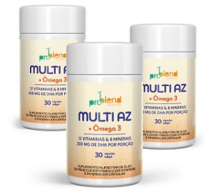 KIT MULTI A-Z + ÔMEGA 3 - (12 VITAMINAS E 8 MINERAIS) - 3 POTES 90 CÁPSULAS