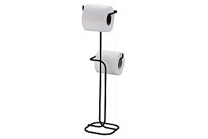 Suporte Papel Higiênico De Chão Dois Rolos Preto