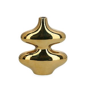 Vaso Em Cerâmica Dourado Geometrico G Alturat 29cm - Mart