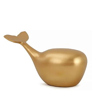 Baleia Decorativa Dourada Em Polirresina P - Mart