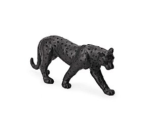 Escultura Leopardo Preto Polirresina - Mart