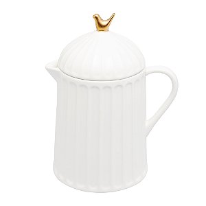 Bule de Cerâmica Colibri Com Tampa Branco 600ml - Wolff