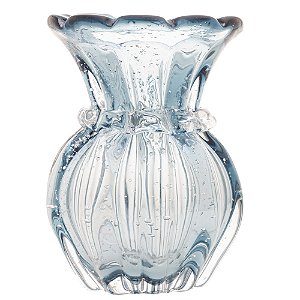Vaso De Vidro Italy Azul 12x16cm - Wolff