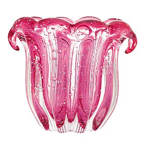 Vaso De Vidro Italy Rosa 16cmX16cm - Lyor