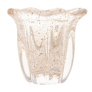 Vaso De Vidro Italy Dourado 14,5cmx13cm - Wolff